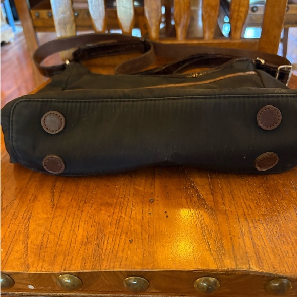 Brighton Charlie Pocket Shoulder Bag – Black Nylon with Brown Croc Patent Trim - Picture 9 of 11